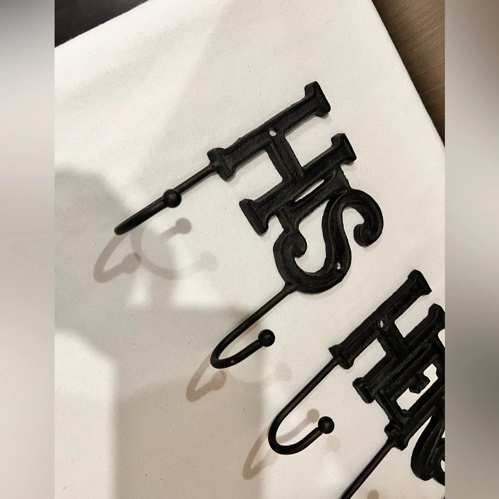 Black His and Hers Wall Hooks